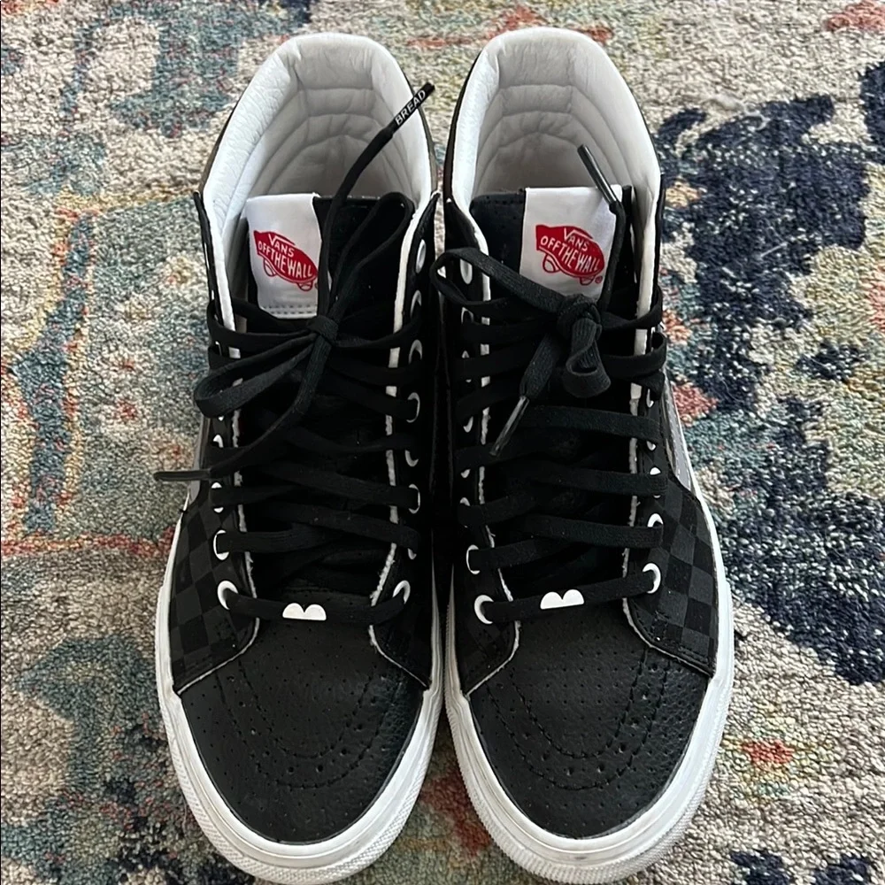 🖤NEW CUSTOM—Vans Sk-8 Camo/Leather Hi-Top Sneakers Checkered Detail—(Size 7)🖤 - Picture 2 of 9